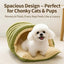 High-Elasticity Warm Cat Bed: 57×37×28cm Wrapped Design, Striped Fleece + Arctic Fleece Heat Retention, Removable & Washable（light GREEN）