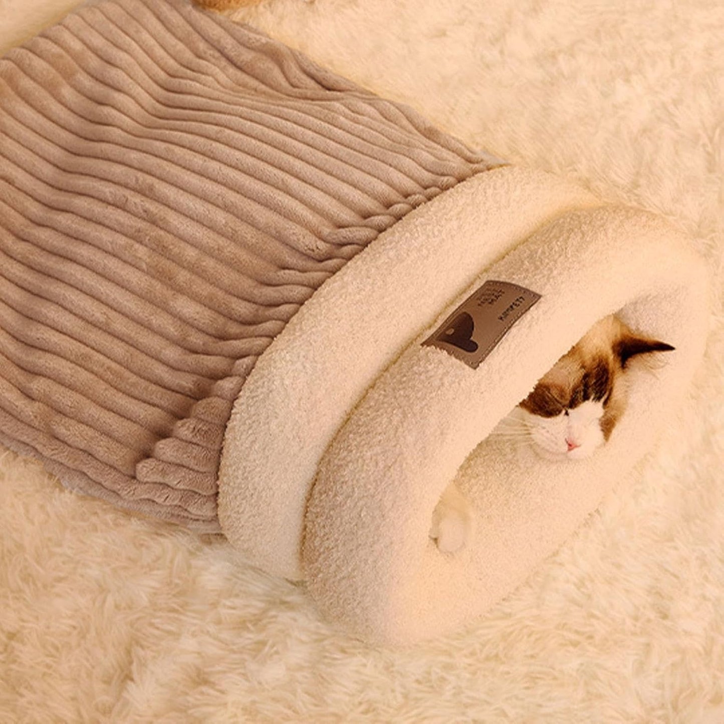 Cozy Cat Sleeping Bag Warm Washable Pet Bed Gray Size L 34x20x20cm