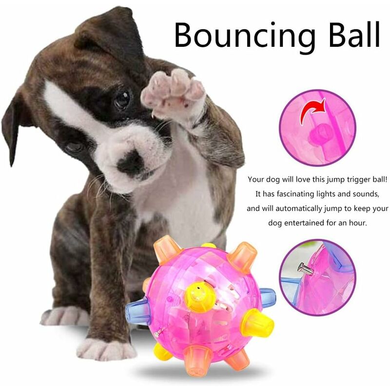 LED Dog Jumping Ball, Jump Activated, Rubber Light Up Ball, Non-Toxic Flashing Jumping Balls, Non-Toxic Pet Flash DAnce