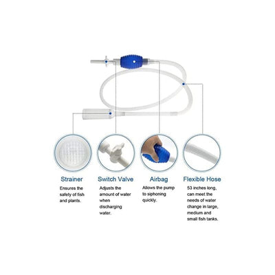 Aquarium Cleaning Kit - 5 In 1 Algae Scraper And Aquarium Gravel Cleaner - Hand Siphon Pump To Drain And Replace Your