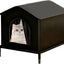 1 Pack Waterproof Insulated Outdoor Cat House for Homeless Cats and Small Animals, 42 x 42 x 42cm, Black