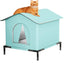 1 Pack Waterproof Insulated Outdoor Cat House for Homeless Cats and Small Animals, 42 x 42 x 42cm, Blue
