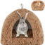 Cat Basket - Rabbit House - Cat House - Plush - Warmth - 40x40x37 CM - Rodent - Cat Bed - Kitten Basket - Animal House - Cat Cushion - Cat Den - Cat Houses - Cat Cave - Brown - Comfortable & Soft - For Rabbits, Cat, Guinea Pigs, Hamsters, Puppies