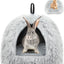 Cat Basket - Rabbit House - Cat House - Plush - Warmth - 40x40x37 CM - Rodent - Cat Bed - Kitten Basket - Animal House - Cat Cushion - Cat Den - Cat Houses - Cat Cave - Grey - Comfortable & Soft - For Rabbits, Cat, Guinea Pigs, Hamsters, Puppies