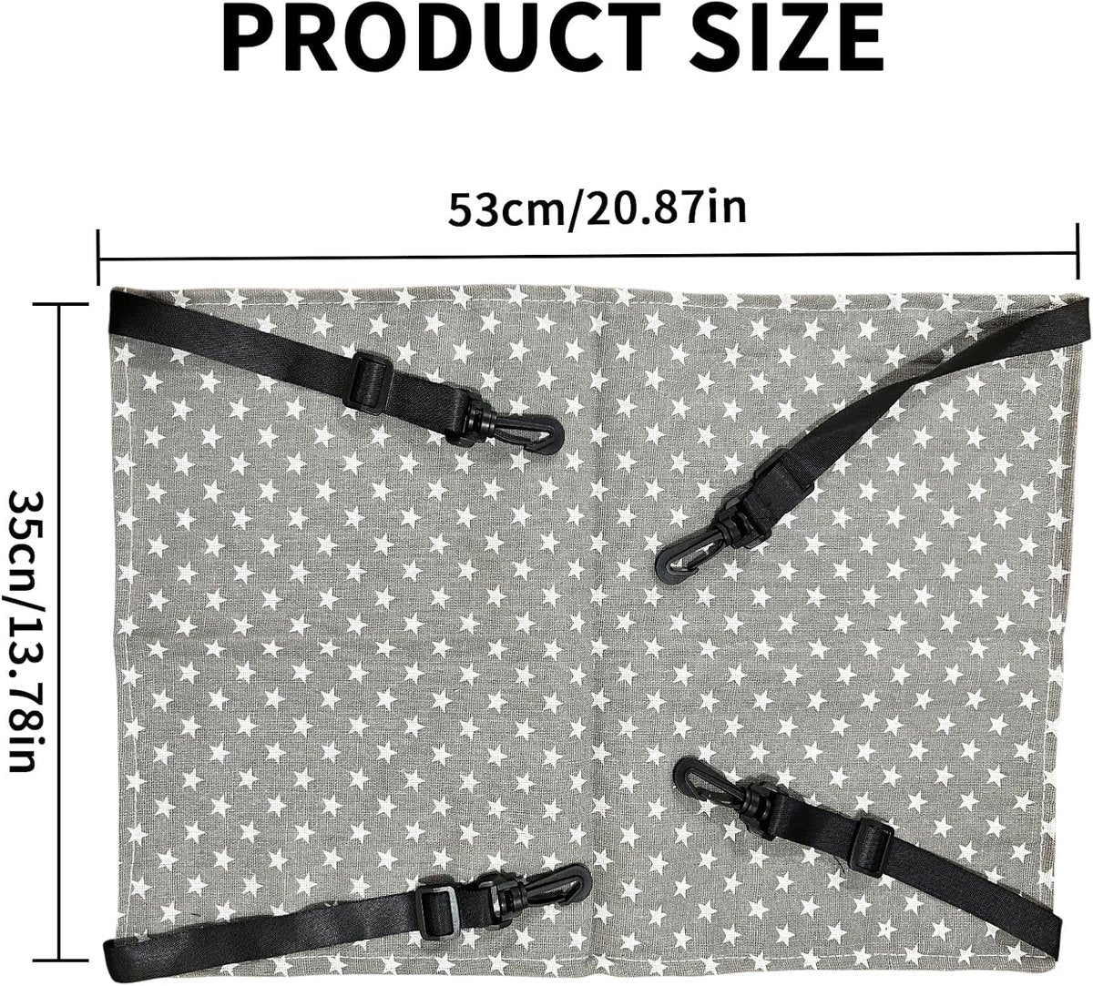 Cat Hammock - Hammock for cats - hanging pet bed - hammock for pets - with hooks - for Kittens, Puppies and Small Pets - Adjustable Straps - Pet Swing - cat bed - for cages and gardens - 53*35 cm - grey stars