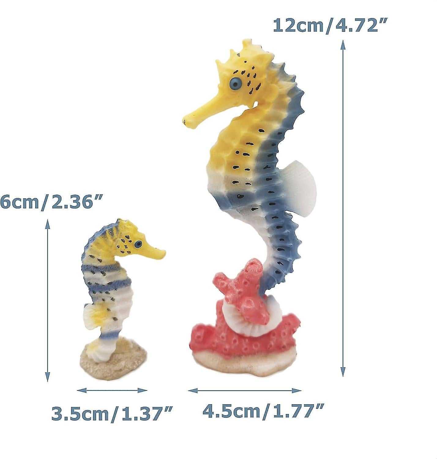 Seahorse Statue Ornament Compatible with Aquarium Decor Resin 2 Pieces