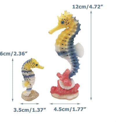 Seahorse Statue Ornament Compatible with Aquarium Decor Resin 2 Pieces