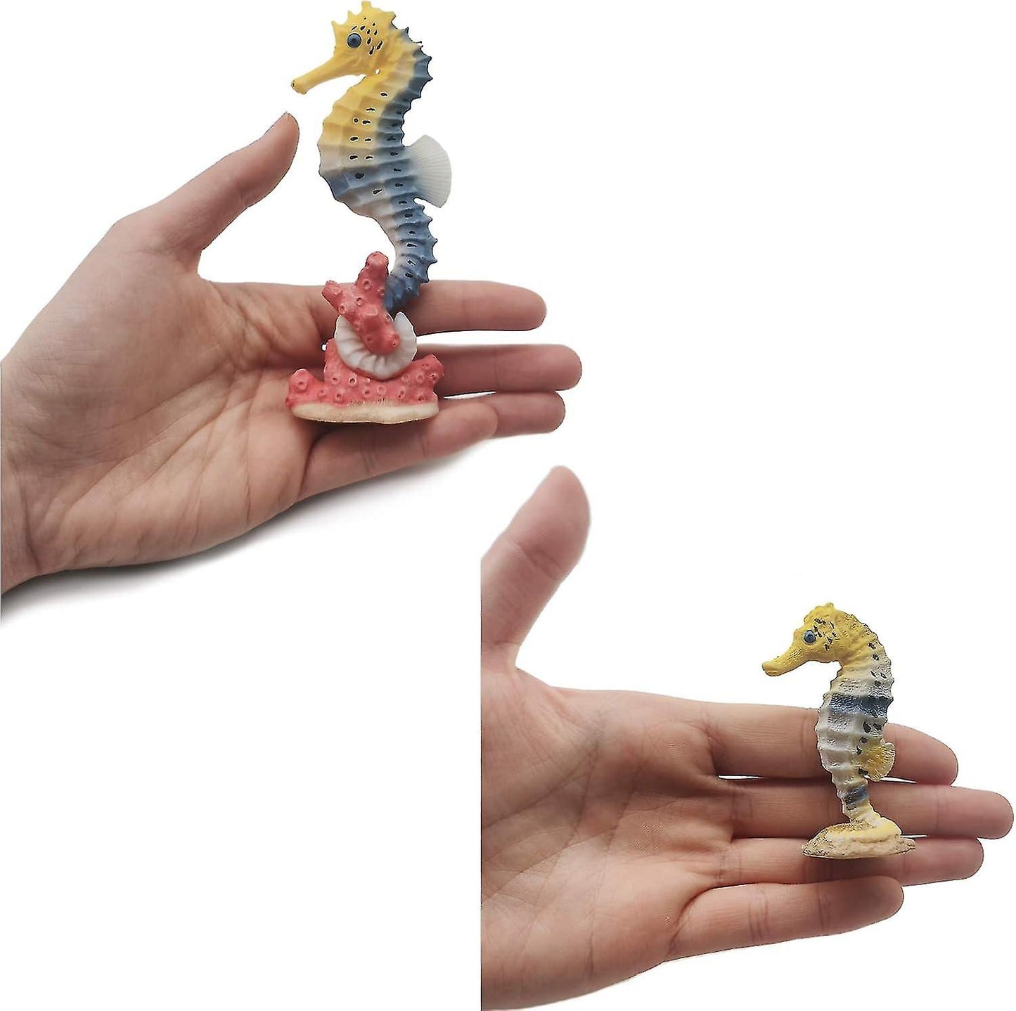Seahorse Statue Ornament Compatible with Aquarium Decor Resin 2 Pieces