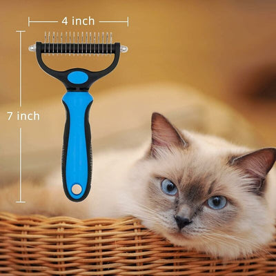 Professional Dog and Cat Dematting Comb for Long Hair Pets, Grooming Rake to Remove Undercoat
