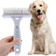 Dog Dematting Brush Undercoat Comb Self-Cleaning Double Row Metal Teeth for Loose Hair Removal Puppy Grooming Brush