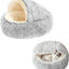 Cat Bed - Cave Cat Basket 40cm - Calming and Anti-Anxiety - For Small Dogs/Cats - Donut - Gray and White