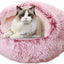 Cat Bed - Cave Cat Basket 40cm - Calming and Anti-Anxiety - For Small Dogs/Cats - Donut - Pink