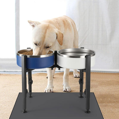 Adjustable elevated dog food bowl holder metal stand for large medium small dogs black