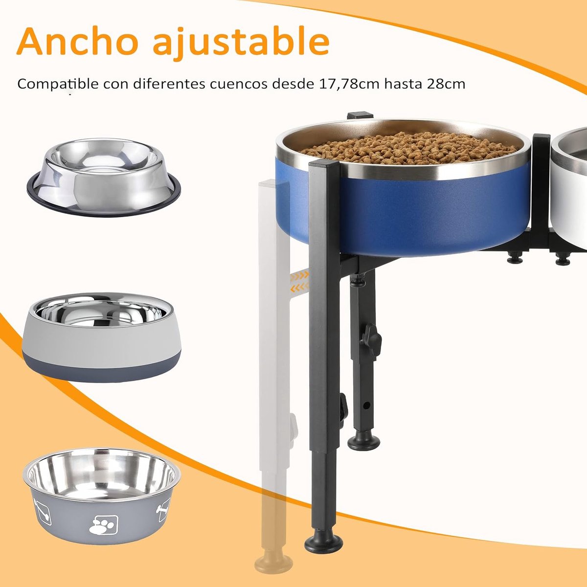 Adjustable elevated dog food bowl holder metal stand for large medium small dogs black