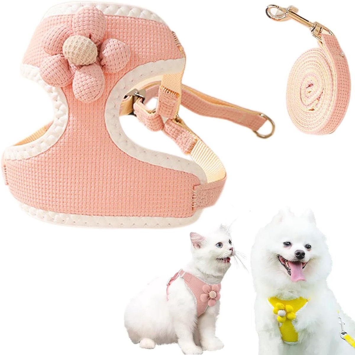 Pink Y Shaped Dog Harness Anti Pull Adjustable For Small Dogs Size S With Leash And Vest Set