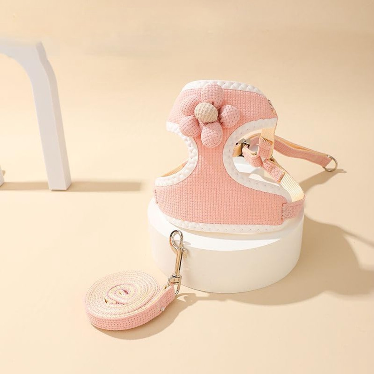 Pink Y Shaped Dog Harness Anti Pull Adjustable For Small Dogs Size S With Leash And Vest Set