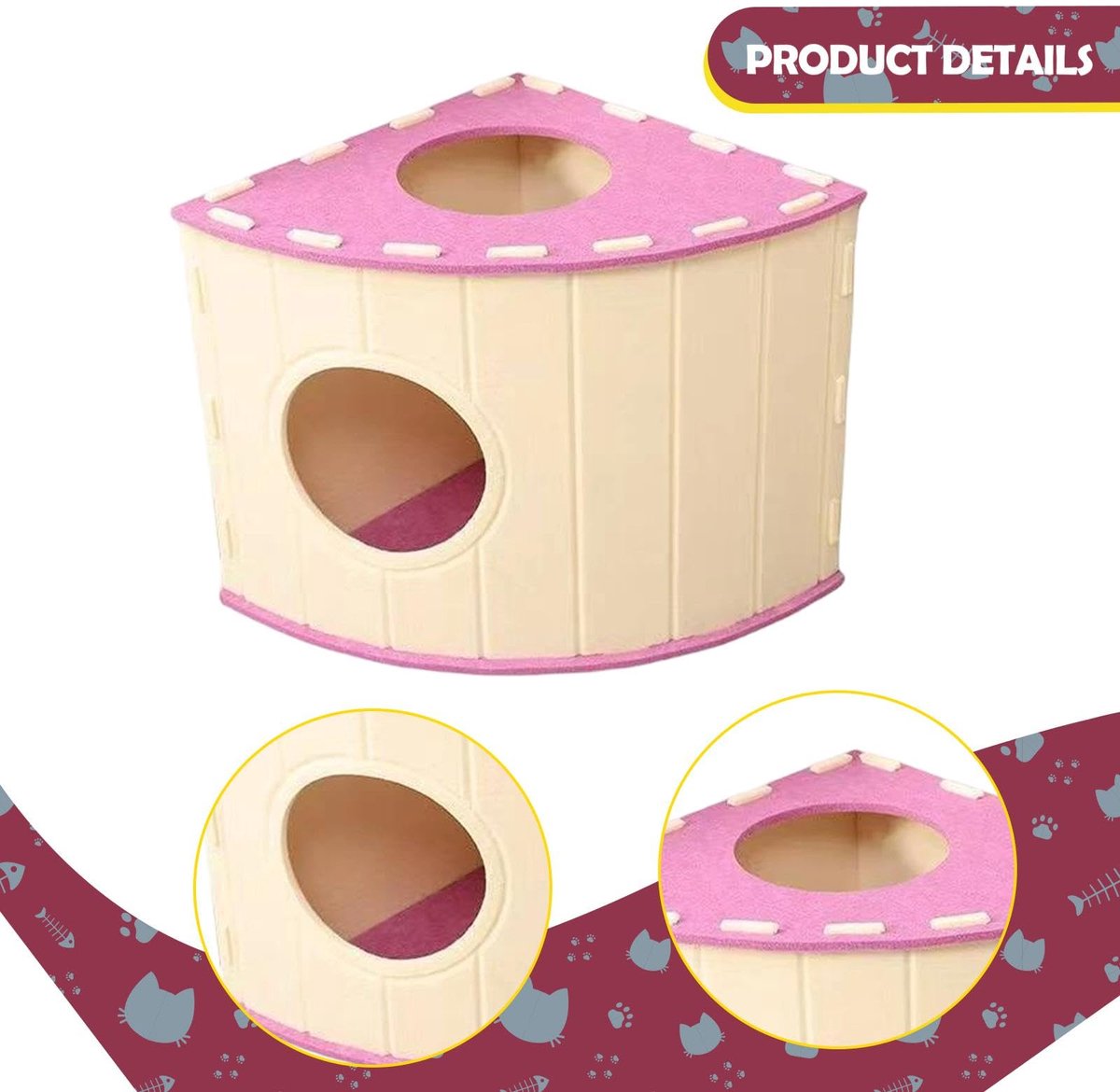 Cat House - Cat Basket - Cat Den - Felt-Shaped Cat Bed - Suitable for All Seasons - Warm | Scratch-Resistant - Pet Bed | Deep Sleeping Bed - Pink