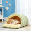 Cat house - Cat basket - Plush and warm - Removable and washable - Closed cat bed for winter - Suitable for indoor and outdoor use in winter, camping, traveling, in the bedroom, living room and apartment - Green and white checkered