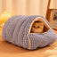Cat House - Cat Basket - Plush and Warm - Removable and Washable - Closed Cat Bed for Winter - Suitable for Indoor and Outdoor Use in Winter, Camping, Travel, Bedroom, Living Room and Apartment - Blue and White Checkered Pattern