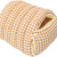 Cat House - Cat Basket - Plush and Warm - Removable and Washable - Closed Cat Bed for Winter - Suitable for Indoor and Outdoor Use in Winter, Camping, Travel, Bedroom, Living Room - Orange and White Checkered Pattern