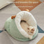 Cat Bed - Comfortable Slipper-Shaped Cat Bed - Semi-Closed Pet Den - Suitable for Indoor Cats and Small Dogs - Warm Plush Cat and Dog Bed - Non-Slip Bottom - 50*35*30 cm - Vegetable