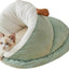 Cat Bed - Comfortable Slipper-Shaped Cat Bed - Semi-Closed Pet Den - Suitable for Indoor Cats and Small Dogs - Warm Plush Cat and Dog Bed - Non-Slip Bottom - 50*35*30 cm - Vegetable