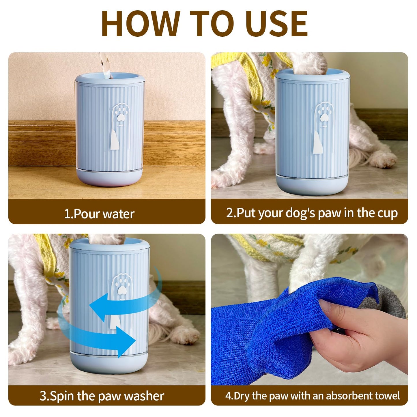 Dog Paw Cleaner - Paw Cleaner - Dog Paw Cleaner - Dog Accessories - Foot Cleaner - Coat Care - Dog Brush - Against Muddy Paws - Animal Supplies - Dog Wash - Portable - Soft Silicone - Blue - 1 Piece