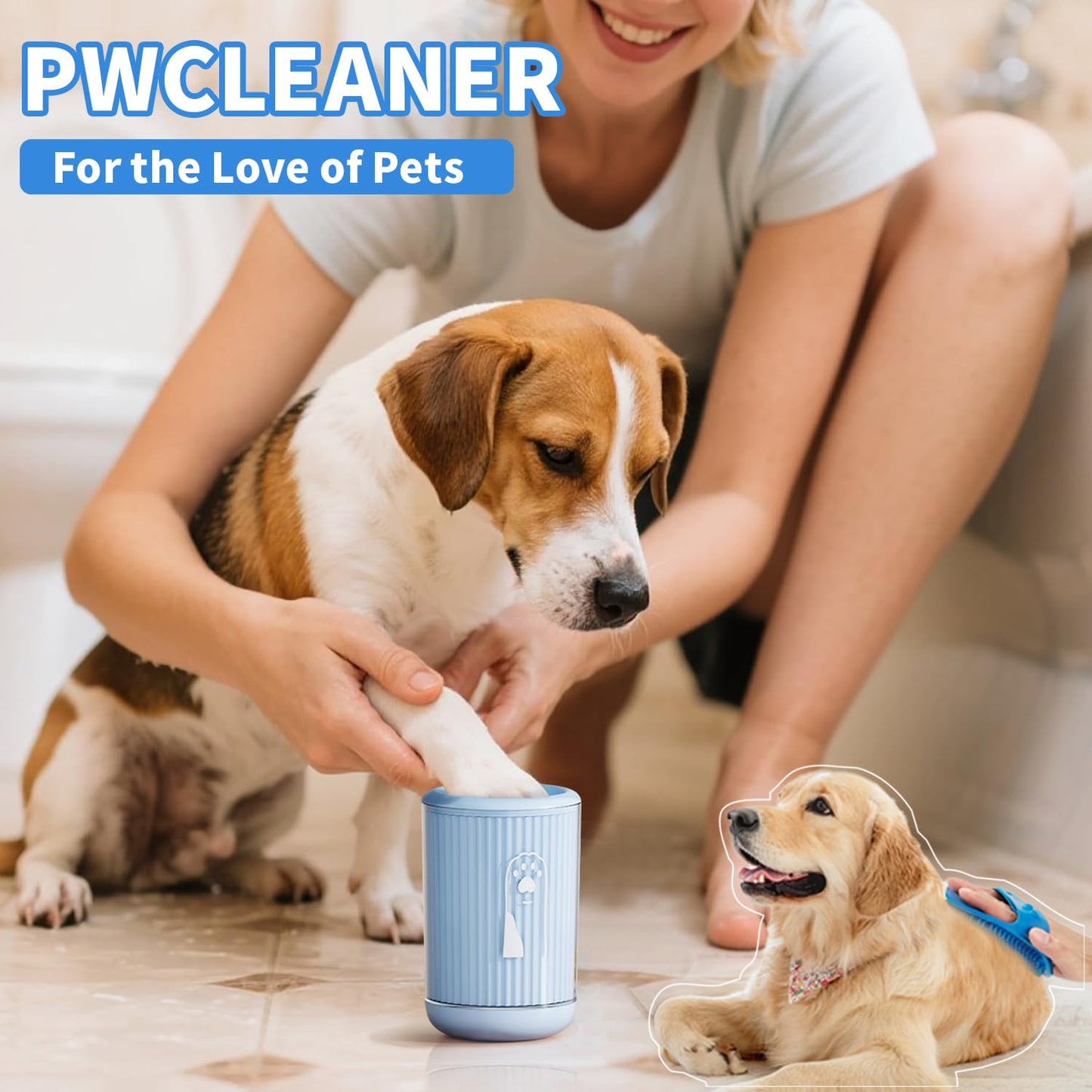 Dog Paw Cleaner - Paw Cleaner - Dog Paw Cleaner - Dog Accessories - Foot Cleaner - Coat Care - Dog Brush - Against Muddy Paws - Animal Supplies - Dog Wash - Portable - Soft Silicone - Blue - 1 Piece