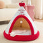 Apples Christmas Tent Christmas Pet Bed Semi Enclosed Cats Bed Dog Bed Removable And Washable Dog Bed Winter Warm Cats Bed As shown