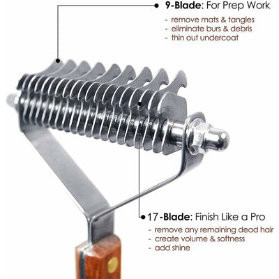 Coat King Undercoat Comb for Pets Dog Dematting Comb Pet Grooming Brush Tool Hair Removal 17+9 Double Sided Teeth Undercoat Comb (DUAL)