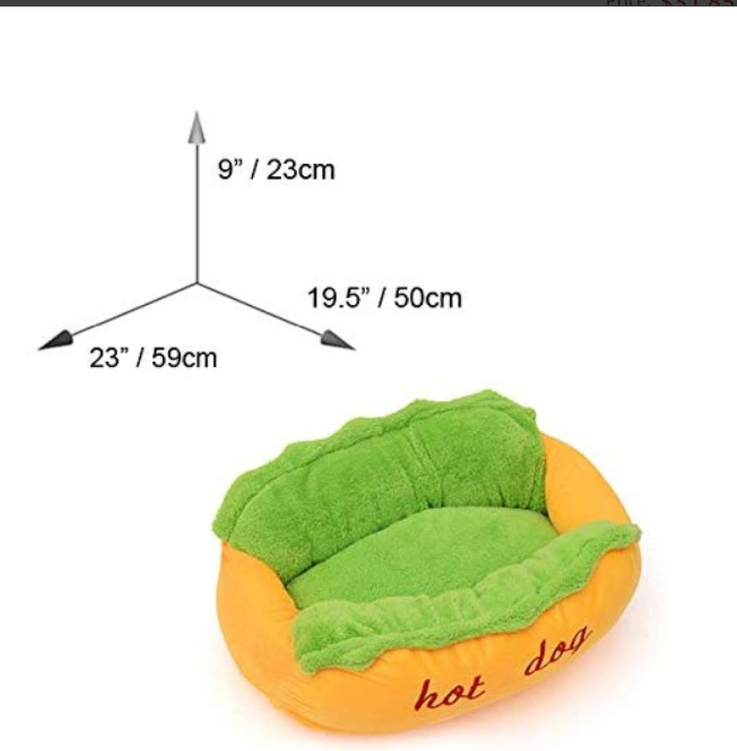 Hotdog Design Dog Bed - Soft, Removable & Washable Pet Mat for Small Dogs