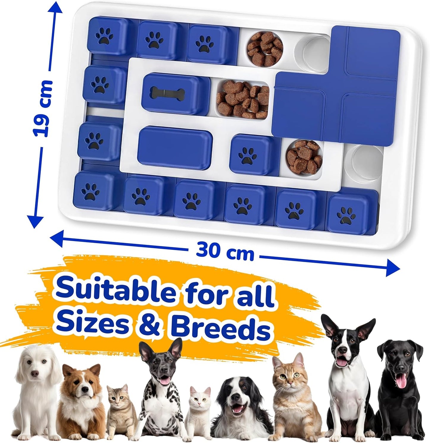 Interactive dog puzzle toy slow feeder treat dispenser for mental stimulation and slow feeding