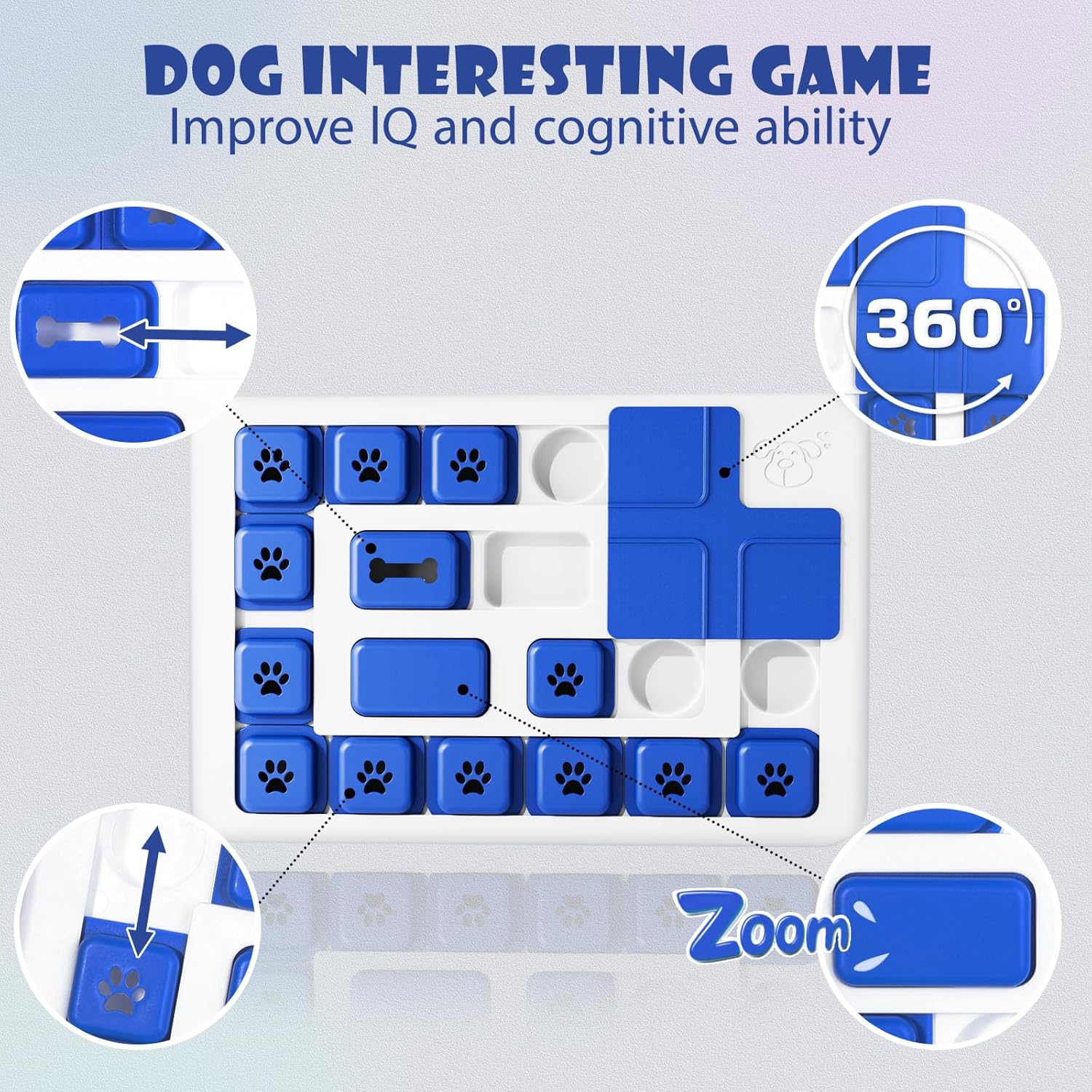 Interactive dog puzzle toy slow feeder treat dispenser for mental stimulation and slow feeding