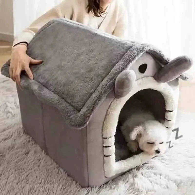 Soft Indoor Dog House & Bed, Washable Grey