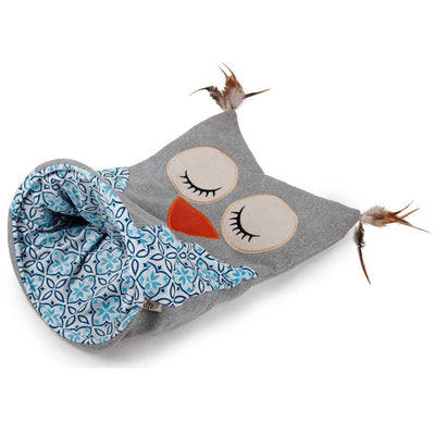Cat Sack Crinkle Toys - Grey Owl + Hide Play Bag Teaser Vintage All For Paws - Image 1.0