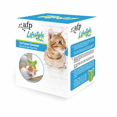 Cat Corner Groomer With Catnip - Wall Mounted Pet Self Comb Massager Brush - Image 1.0
