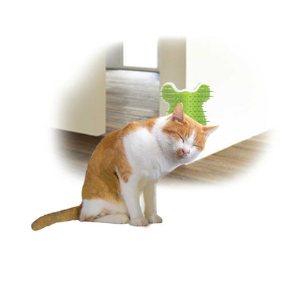 Cat Corner Groomer With Catnip - Wall Mounted Pet Self Comb Massager Brush - Image 2.0
