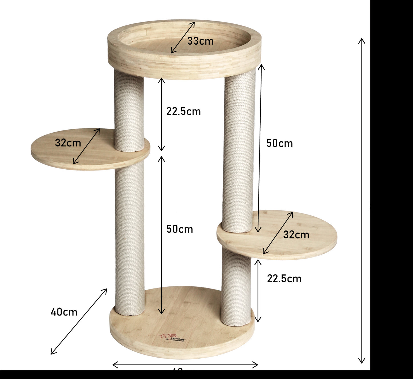 Whisker Wonderland Premium Eco Bamboo Cat Tree Small - Natural Bamboo Structure, Safe & Stable, Multi-Functional Cat Furniture, Climbing & Scratching