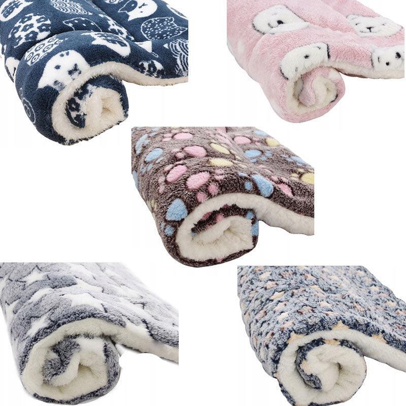 L Size Puppy Dog Cat Cushion Mattress Blanket Bed Soft Warm Pad Winter Kennel House - Brown Footprint