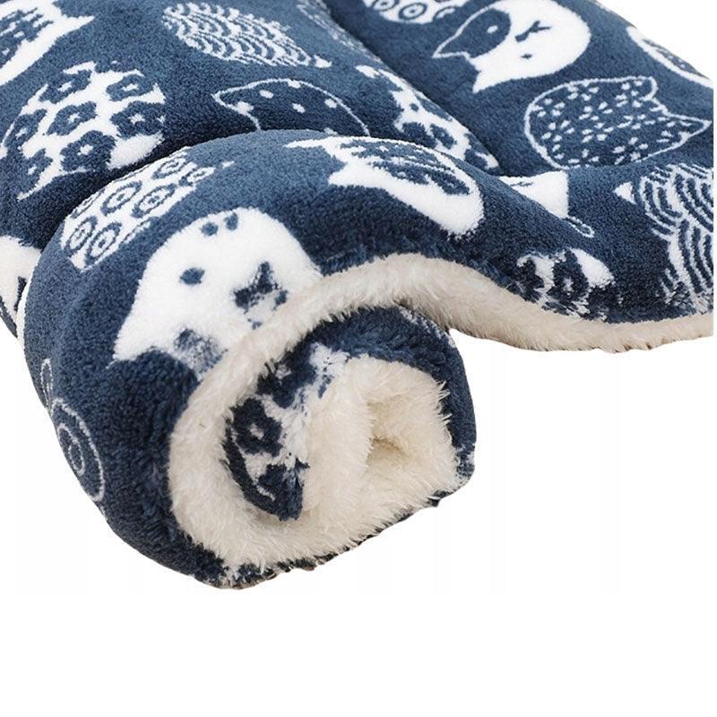 L Size Puppy Dog Cat Cushion Mattress Blanket Bed Soft Warm Pad Winter Kennel House - Brown Footprint