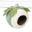 Bird Nest Parrot Nest Coconut Shell Braided Twine Colourful Cage Hanging Bed - White-Brown-Screw Model