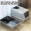 Durable Stainless Steel Cat Litter Box Pan With Flip Cover Odor Control Tray Large White