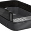 Litter Tray Box with Splash Guard and Wide Opening for Cats Open Top Design - Grey