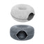 Felt Cat Tunnel Bed Donut Cave Nest for Kittens and Small Pets 50x30cm - Light Grey