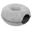 Felt Cat Tunnel Bed Donut Cave Nest for Kittens and Small Pets 50x30cm - Light Grey