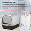 Enclosed Cat Litter Box With Lift Top Lid Splash Proof Dual Swing Doors Removable Tray Blue and Yellow