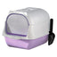 Enclosed Cat Litter Box With Lift Top Lid Splash Proof Dual Swing Doors Removable Tray Blue and Yellow