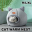 Cat Bed Winter Warm Enclosed Pet House Cozy Indoor Sleeping Nest for Cold Weather - L