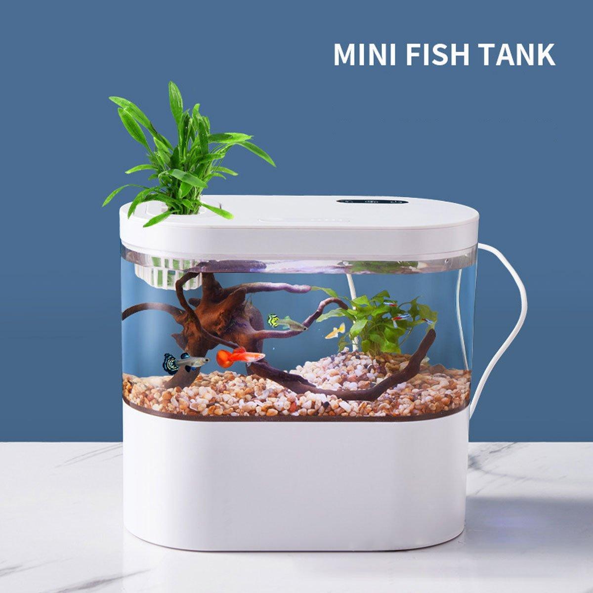 Mini Self-Circulating Desktop Fish Tank Eco-Friendly Creative Aquarium for Home - Black