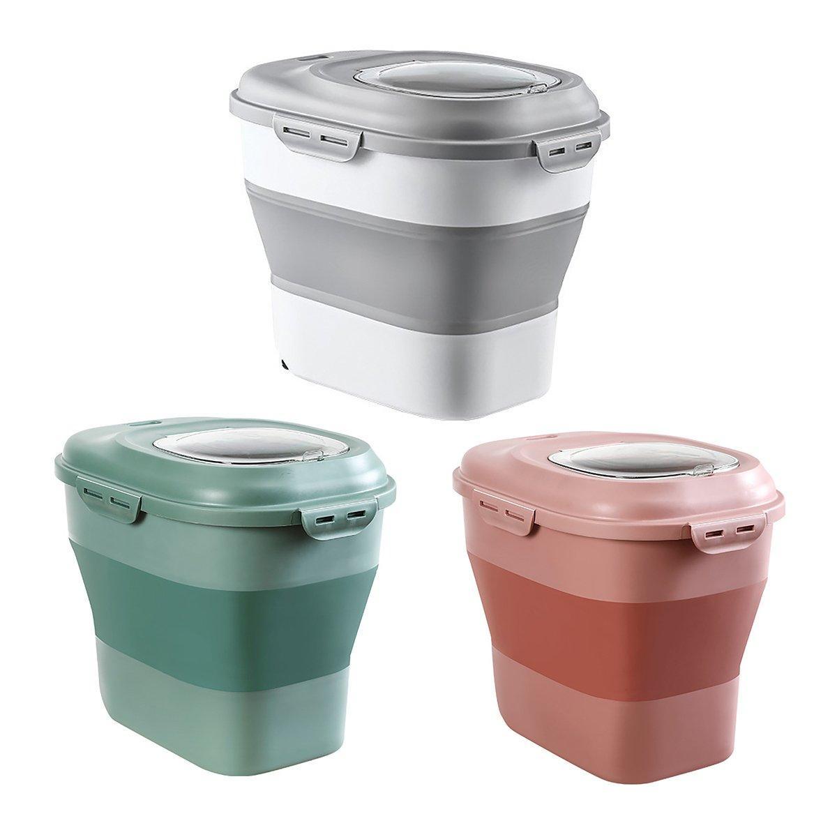 Large Capacity Pet Food Storage Box Foldable Design with Seal Lid - Grey